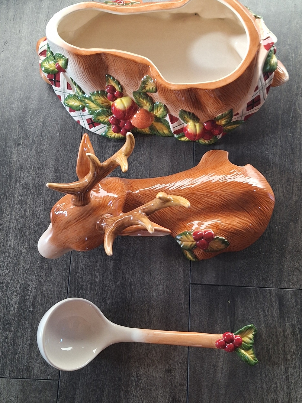 RARE Noritake Royal Hunt #3930 Reindeer Soup Tureen Lid & Ladle - Picture 4 of 7